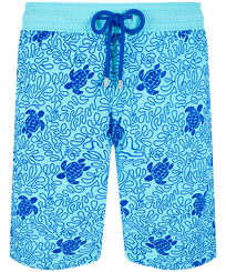 Maillot de bain stretch homme long Turtles Splash Flocké Bleu lazuli vue de face