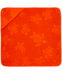 Toalla de playa en Turtle jacquard de color liso para bebé Rust vista frontal