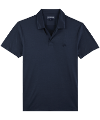 Polo Tencel™ de color liso para hombre Azul marino vista frontal