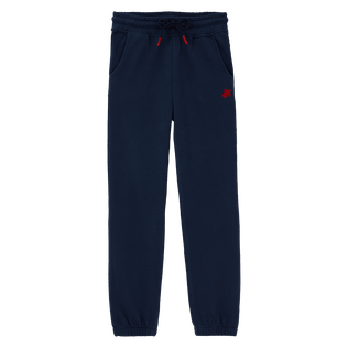 Boys Cotton Jogger Pants Solid Navy front view
