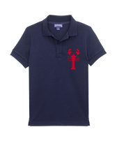男童 Lobsters 刺绣棉质 Polo 衫 Navy 正面图