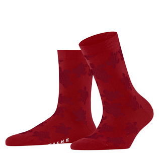 Women Socks Ronde des Tortues - Vilebrequin x Falke Red front worn view