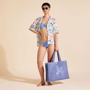Braguita de bikini de talle medio de color liso para mujer Vaqueros detalles vista 1