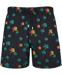 Men Swim Shorts Embroidered Piranhas - Limited Edition Black front view