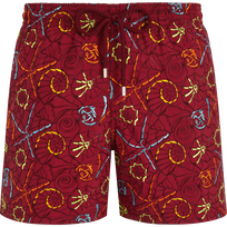 Men Swim Shorts Embroidered Noumea Sea - Limited Edition Merlot front view