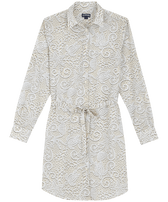 Women Cotton Voile Shirt Dress Dentelles White front view