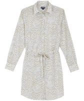 Robe chemise en coton organique femme dentelles Blanc vue de face
