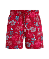 Men Swim Shorts Embroidered Tropical Turtles - Limited Edition Brick vista frontale