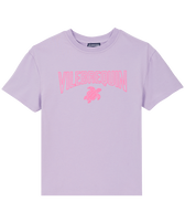 T-shirt en coton organique logo gomme garçon Lilas vue de face