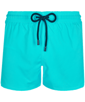 Kurze und figurbetonte Einfarbige Stretch-Bademode für Herren Aquamarin blau Vorderansicht