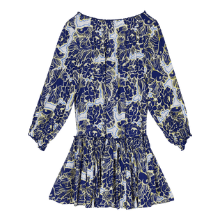 女士 Hidden Fishes 迷你连衣裙 - Vilebrequin x Poupette St Barth 合作款 Purple blue 后视图