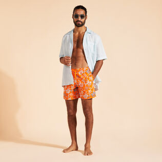 Men Swim Shorts Embroidered Tropical Turtles - Limited Edition Apricot 细节视图1