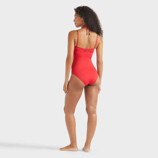Maillot de bain une pièce à nouer femme Bicolore Noir vue portée de dos