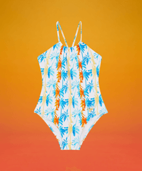 女士 Palms &amp; Stripes 连体泳衣 - Vilebrequin x The Beach Boys White 正面图