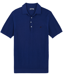 Solid Polohemd aus Baumwollstrick für Herren Ultramarin blau Vorderansicht