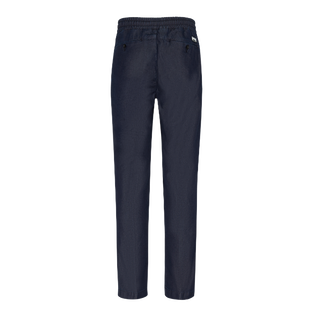 男士棉质真丝松紧裤腰长裤 Dark denim w1 后视图