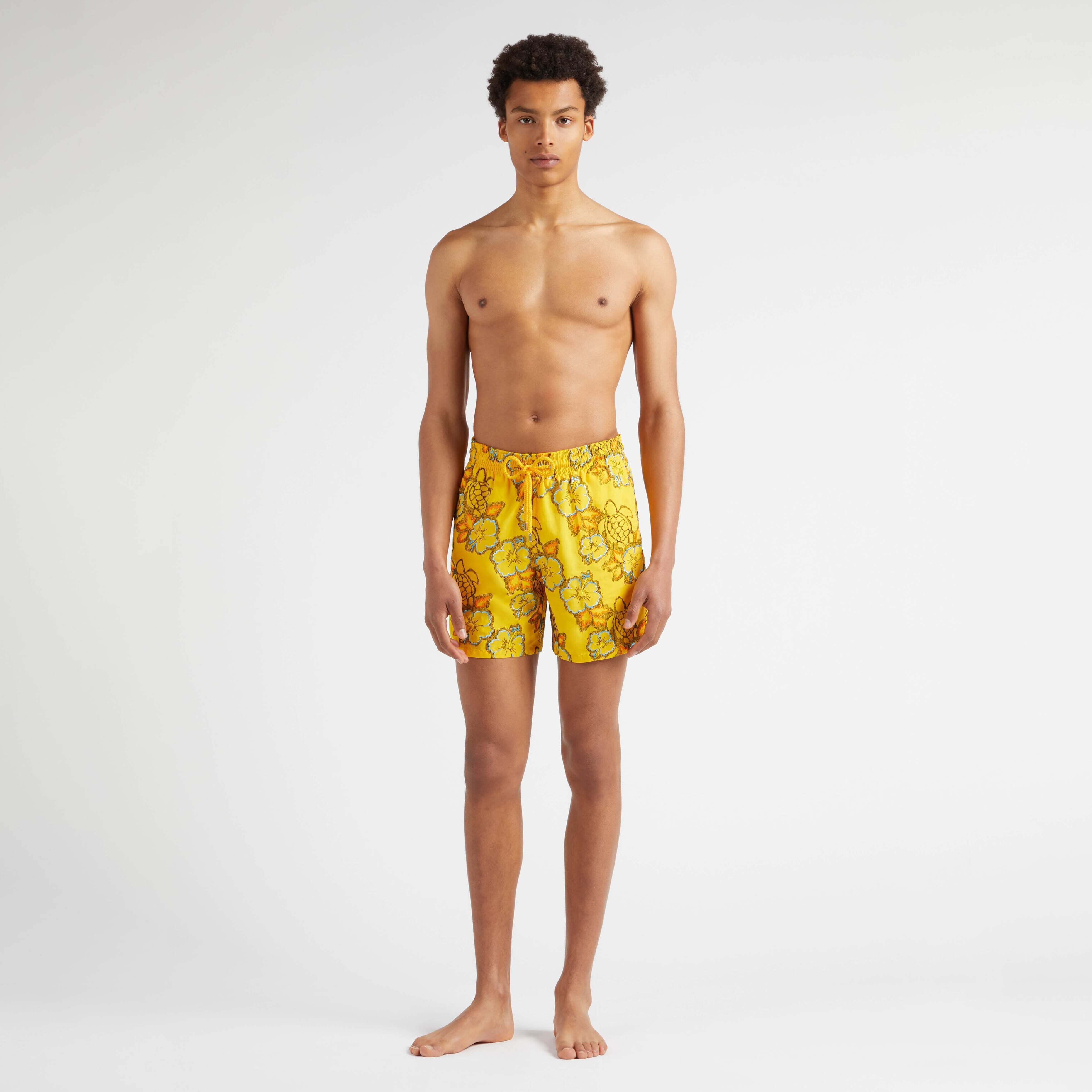 Men Swim Trunks Embroidered Hibiscus - Limited Edition Men Swim Trunks Embroidered Hibiscus - Limited Edition