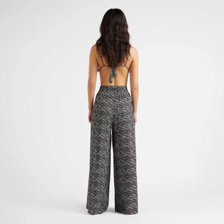 Women Wide-leg Viscose Pants Pearl Black back worn view