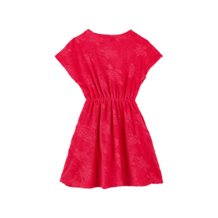 Girls Terry Dress Turtles Jacquard Gooseberry red back view
