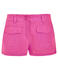 Bermudas cortas en lino liso para mujer - Vilebrequin x JCC+ - Edición limitada Pink polka jcc vista frontal