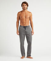 Men Tencel Cotton Elastic Waist Pants Anthracite front worn view