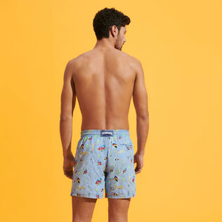 Men Swim Trunks Embroidered Naive Fish - Limited Edition Divine back worn view