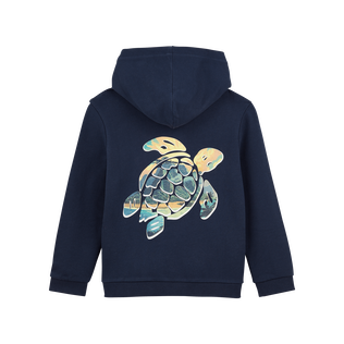 Boys Hoodie Front Zip Sweatshirt Placed Back Turtle