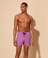 Men Stretch Swim Shorts Micro Ronde des Tortues Rainbow Glycine front worn view