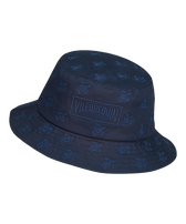 Embroidered Bucket Hat Turtles All Over Marineblau Vorderansicht