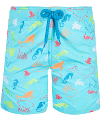 男童 1999 Focus 刺绣泳裤 - 限量版 Lazulii blue 正面图