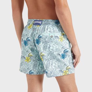 Men Swim Trunks Embroidered Flowers - Limited Edition Blue note details view 2