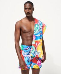 Unisex Beach Towel Faces In Places - Vilebrequin x Kenny Scharf Multicolor front worn view