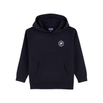 Solid Kapuzenpullover aus Baumwolle für Kinder Marineblau Vorderansicht
