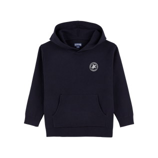 Solid Kapuzenpullover aus Baumwolle für Kinder Marineblau Vorderansicht