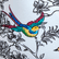 Haut de maillot de bain décolleté arrondi femme Rainbow Birds Blanc 