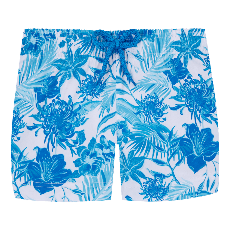 Girls Swim Shorts Tahiti Flowers - Gaya - White