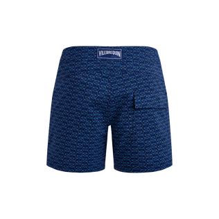 Men Flatbelt Swim trunks Fish Net Navy back view
