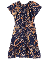 Vestido de gasa de algodón con estampado Sweet Blossom para niña Azul marino vista frontal