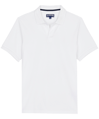 Men Organic Cotton Pique Polo Shirt Solid White front view