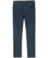 Pantalón vaquero de algodón de cinco bolsillos con estampado por corrosión Micro Turtles para hombre Dark denim w1 vista frontal