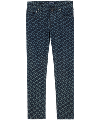 Pantalón vaquero de algodón de cinco bolsillos con estampado por corrosión Micro Turtles para hombre Dark denim w1 vista frontal