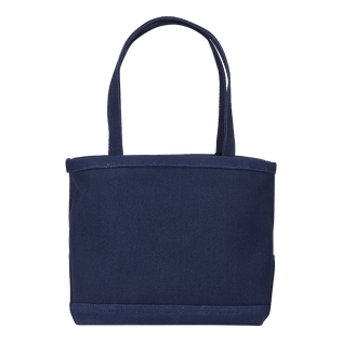 Sac de plage en toile marine uni Bleu marine vue de dos