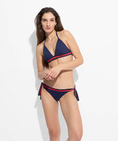 Bas de maillot de bain mini slip femme - Vilebrequin x Ines de la Fressange Bleu marine vue portée de face