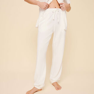 Pantalón liso en tejido terry unisex Blanco tiza detalles vista 2