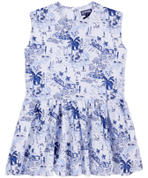 Girls Linen Dress Riviera Ink front view