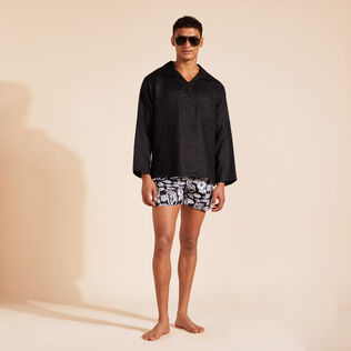 Maillot de bain court stretch homme Tahiti Turtles Noir vue de détail 1