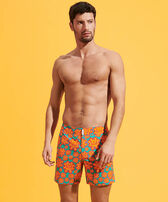 Men Stretch Short Swim Shorts Flat Belt Poulpes Neon Tropezian green front worn view