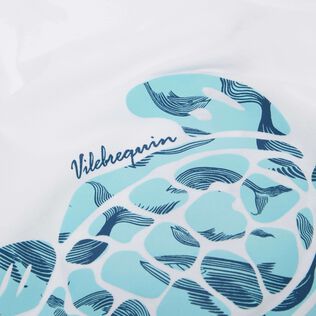 T-shirt large en coton garçon Tortue imprimée Whales Blanc vue de détail 4