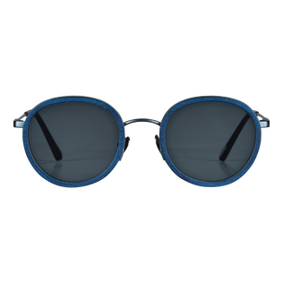Occhiali da sole uomo e donna in toulipier bianco - VBQ x Shelter Blu marine vista frontale