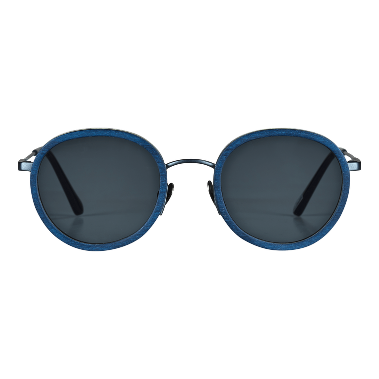 White Tulipwood Sonnenbrille Für Damen Und Herren - Vbq X Shelter - Victoire - Blau